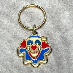 Circus Circus Hotel Casino Clown Keychain Vintage Gold Tone Pendant USA